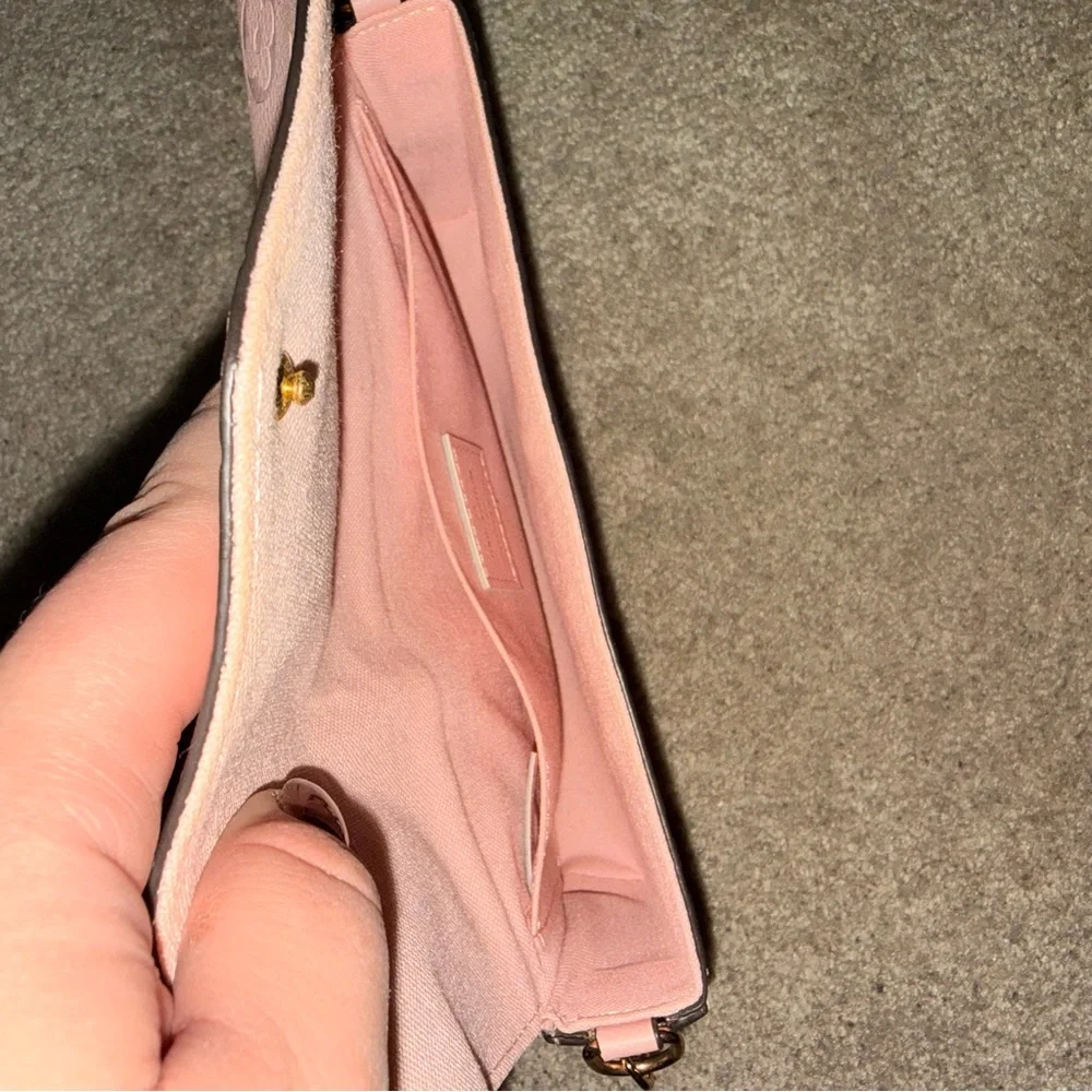Pink Crossbody Bag with Gold Chain - Picture 6 of 7